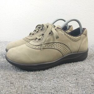SAS Walk Easy Comfort Walking Shoes Womens 7.5 N Narrow Leather Taupe USA Made